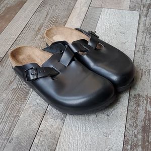 Birkenstock Boston black leather mules size 40